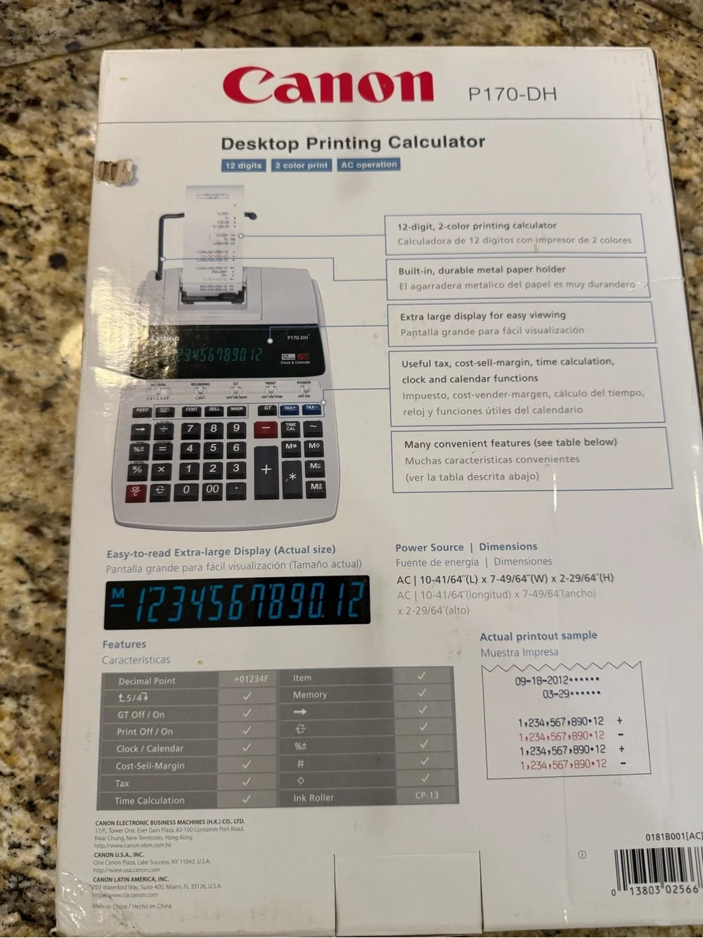 Canon desk top printing calculator P170-DH NEW